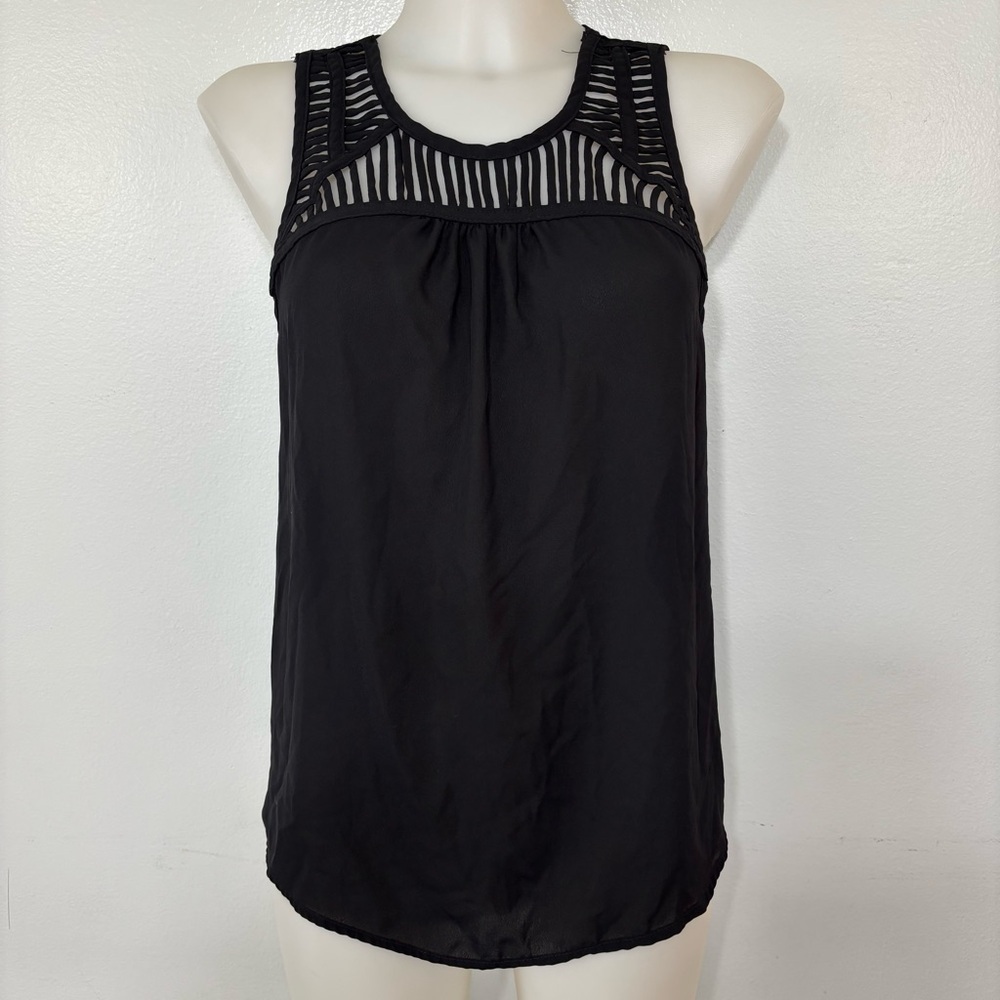 Missimo Black Semi Sheer Lattice Design Tank Top Size S